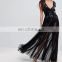 New Arrival Plunging Neckline Sequin Mesh Fit and Flare Maxi Dress