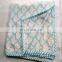 Queen Size Indian Voile Cotton White And Troq Hand Block Printed AC Quilt Dohar