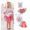 Little princess shirt and rainbow skirts 2pcs set letter printed 1-6T baby girl cotton summer outfit
