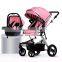 Hot Luxury  4 Wheels High Landscape New Design baby doll stroller 3 in 1 with car seat