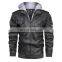 2021 Christmas New Fashion Trend Men's Zipper Collar Long Sleeve Hoodie Motorcycle Leather Jacket