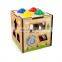 Hot sell beads coaster baby kids wooden activity cube wooden toys educational Geometric cube box educational toys