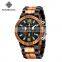KUNHUANG 1019 new men quartz wooden bilaterally press buckle metal with wood style watch outdoor
