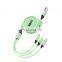 Universal Retractable 3 in1 Multi Usb Charging Cable  Flexible  data Cable for iphone/Type C/Android