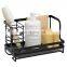 Stainless Steel Sink Caddy Kitchen Counter Sink Organizer with Drain Pan Dishcloth Hanging Rack Sponge Holder