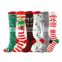 Wholesale Women Men 20-30 mmhg Athletic Fun Stocking High Knee Sport Xmas Festive Socks Snowman Christmas Compression Socks