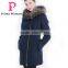 New Design Winter Women Medium Length Slim Fit Coat With Silver Fox Hat Overcoat