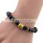 New Hot Models Natural Black Alabaster Bead Gold Silver Plated Buddha Leopard Head Bracelet Charm Stretch Beaded Yoga Bracelet
