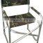 Folding aluminum director chair with side pocket and table