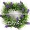Hot sale articficial lavender christmas circle wall hanging heart-shaped wreath for christmas decorative