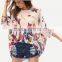 SheIn Images Of Lady Butterfly Print Chiffon Poncho Tops Shirt Blouse                        
                                                Quality Choice