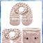 pink and white stripe knitted kids scarf pattern with cat's face design on either end