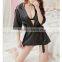 2015 Sexy Women Satin Lace Lingerie Nightdress Robe Sleepwear Nightwear Fit Multi Size free shipping