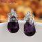 New Elegant Amethyst Purple Crystal Stud Earrings for Women Platinum Plated Gold Earring Crystal Earrings