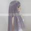new arrival long silky straight smoke purple doll wig with full bangs
