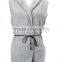 Casual Fleece Sleeveless Hooded Sweater Vest With Belt