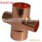 Red Copper 4 Way Cross Water Pipe Fittings