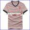 100% Cotton Custom Wholesale Striped Vneck T-shirt Softtextile for Men