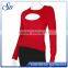 Women's Slashed Ripped Cut Out Shirt Stretchy Blouse T shirts