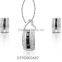 925 Sterling Silver Onyx Princesscut with CZ Studded Pendantset