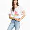 2017 High Quality Fashion Women Printed Cotton Top Round Neck Short Sleeve Bulk Tshirt Wholesale