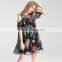 Top quality new fashion summer for women round-collar printed floral strapless dress