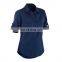 Custom navy blue mechanic safety shirt for women in factory work clothes american workwear safety shirts