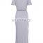 CHEFON Simple Styling Short-sleeved Grey smart casual dresses