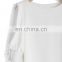 women slim girl middle sleeve frilling sleeve white chiffon top blouse