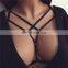 Womens Black Elastic Body Harness Bandage Bra Top Cross Crop Straps Lingerie