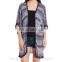 Printed Kimono With Pom Poms In Sleeves And Hem for women