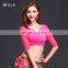 S-3085 New designed half sleeve hot drill modal elastic sexy belly dance cropped top