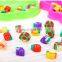 Animal box packing mini cartoon /fruit design erasers Mini cute erasers for kids