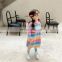 2020 children's spring and autumn western style rainbow striped princess dress