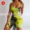 5colors Women High Elastic Sexy Tights U Neck Spaghetti Strap Bodycon Tie Dye Rompers Womens Sexy