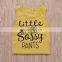 2019 new summer "little miss sassy pants" letter print kids cotton yellow top & flower PANTS 2pc set 1-5years