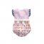 Newborn Baby Short Sleeved Romper Striped And Heart Pattern Cotton Fly Sleeve Baby Girl Lace Romper