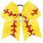 7inch Girl Large Hairbands Children Baseball football design Red stitches with Ponytail 5colors