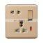 Type 86 Universal 5 pin Wall Socket 16A Flame retardant PC Panel Socketes and Switches Electrical Metal Frame