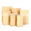 High Quality organic packaging custom printed craft kraft paper customized stand up food paper coffee bags