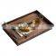 rustic style eco-friendly octagon round shape acacia walnut wood serving tray 30x20x3cm