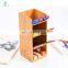 Multi-Functional Desk Organizer 4 tiers Bamboo Pen Holder Desktop Stationary Storage for School Home Office