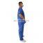 disposable blue V-shape collar scrub suit set for surgeon