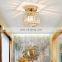 HUAYI Nordic Style French Gold Square Hotel Dining Room Iron Crystal Modern Ceiling Lamp