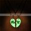 Clover Luminous Couple Necklace 2pcs Heart Shape Pendant Necklace Glowing In The Dark Lovers Jewelry Rope Long Necklace