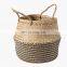 Vietnam Supplier Striped Black Seagrass Belly Basket Plant Holder Storage Basket Decor Home Wholesale