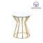 White natural marble base stainless steel top living room side table round small end table
