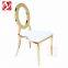 Cheap Hot Sale Wedding Rental Banquet Chair Gold Stainless Steel White Leather Restaurant Dining Chair