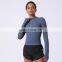 Hot Sale Fashion Tight Elastic Half Zip Yoga Tee Long Sleeves T-shirt Women Gym Fitness Sportswear Top