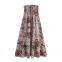 Printed pullover sleeveless vacation style strapless long dress